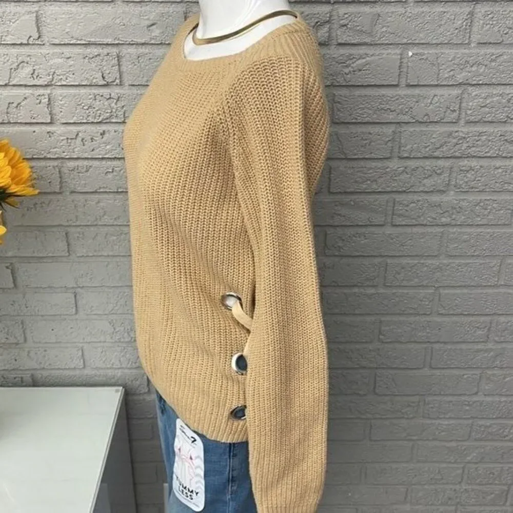 Sheryl Crow Women Tan Sweater With Side Tie Detail Sweater Size S